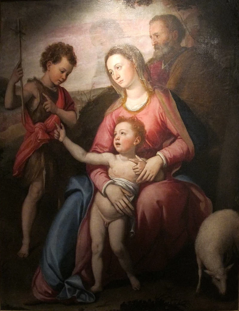 Sacra famiglia con san giovannino